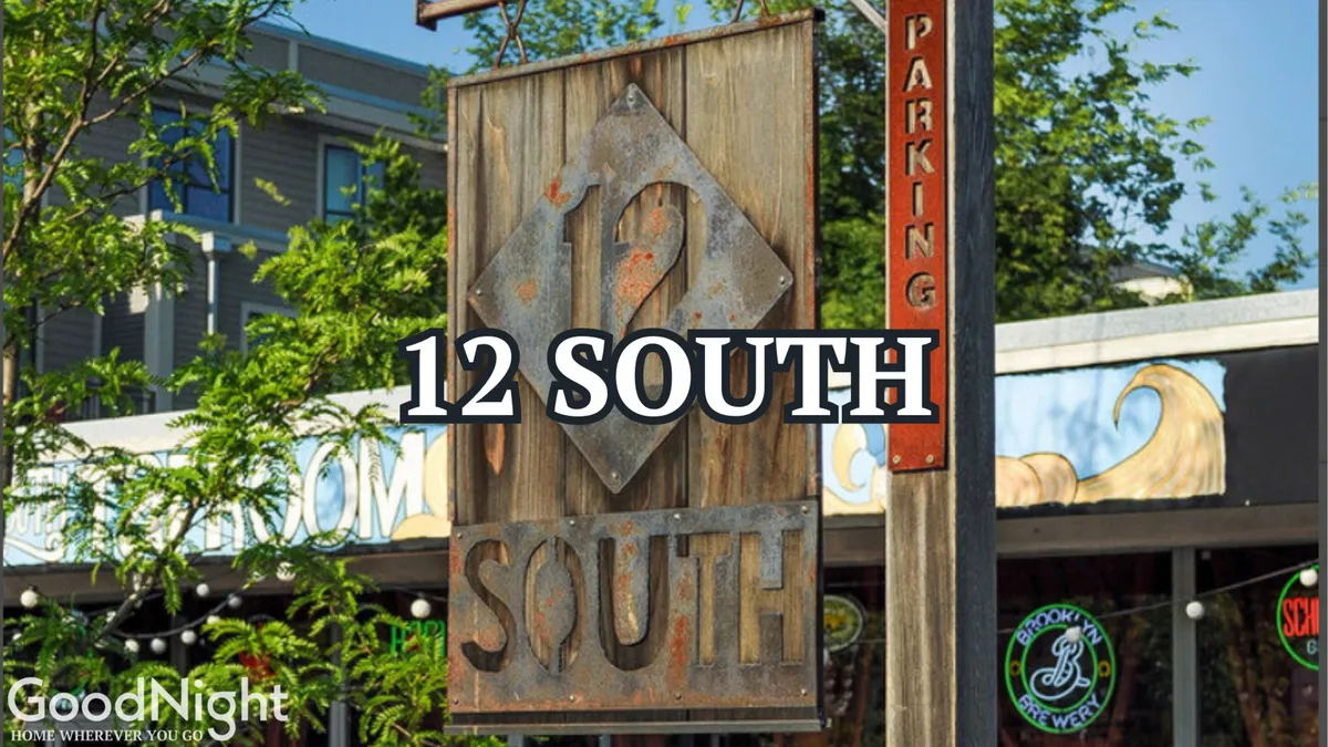 This photo shows the iconic '12 SOUTH' signage amidst lush greenery, representing one of Nashville’s favorite neighborhoods for boutiques, dining, and local culture. The image sets a vibrant, friendly tone and highlights the walkable, energetic atmosphere of the area.